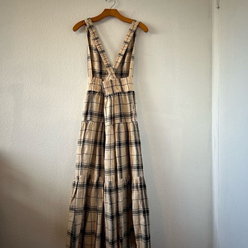 Shona Joy Indra Linen Plunged Cross Back Midi Dress Size 4 - Picture 7 of 14